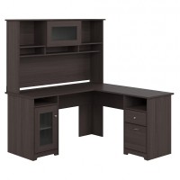 Bush Furniture Cabot L Shape Desk With Hutch, 60W, Heather Gray