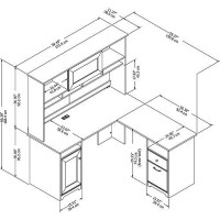 Bush Furniture Cabot L Shape Desk With Hutch, 60W, Heather Gray