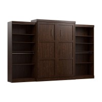 Bestar Pur Queen Murphy Bed With 2 Storage Units, 136-Inch Space-Saving Wall Bed With Storage