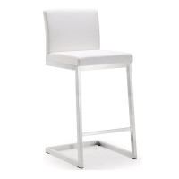 Tov Furniture Parma Stainless Steel Counter Stool (Set Of 2), White