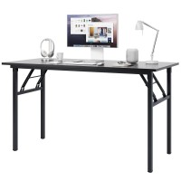 Need Computer Desk Office Desk 47 Inches Folding Table With Bifma Certification Computer Table Workstation No Install Needed, Black Brown