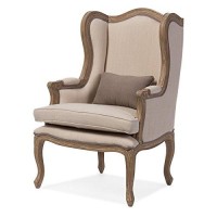 Baxton Studio Oreille Armchair, 27.3 X 25.35 X 40.56, Beige