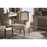 Baxton Studio Oreille Armchair, 27.3 X 25.35 X 40.56, Beige