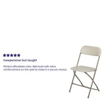 Flash Furniture Hercules Plastic Folding Chair - Beige (10 Pack) Lightweight, Durable, And Comfortable Event Chair 650Lb Weight Capacity