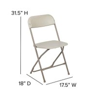 Flash Furniture Hercules Plastic Folding Chair - Beige (10 Pack) Lightweight, Durable, And Comfortable Event Chair 650Lb Weight Capacity