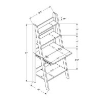Monarch Specialties Ladder Desk-Bookcase-Wall Bookshelf-Stand Shelf, 61 H, Dark Taupe