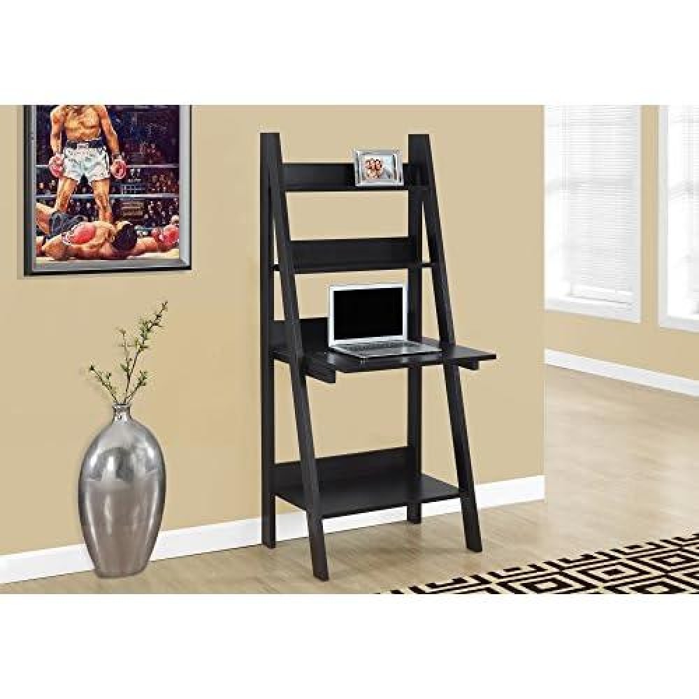 Monarch Specialties Tryy Ladder Desk - Bookcase - Wall Bookshelf - Stand Shelf, 61H, Cappuccino