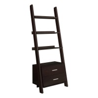 Monarch Specialties , Bookcase, Ladder With 2-Storage Drawers, Dark Taupe, 69H