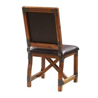 Ink+Ivy Lancaster Dining Chairs - Solid Wood, Metal Kitchen Stool With Back Rest - Amber Wood, Pu Cover Industrial Style Stools - 1 Pc Dinner Furniture, Chocolate, 38.5 Inch