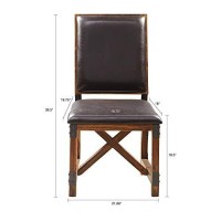 Ink+Ivy Lancaster Dining Chairs - Solid Wood, Metal Kitchen Stool With Back Rest - Amber Wood, Pu Cover Industrial Style Stools - 1 Pc Dinner Furniture, Chocolate, 38.5 Inch