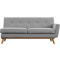 Modway Engage Mid-Century Modern Upholstered Fabric Right-Arm Loveseat In Expectation Gray