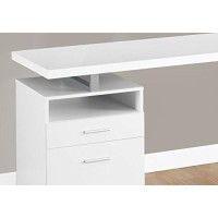 Monarch Specialties Computer Writing Desk For Home & Office Laptop Table With Drawers Open Shelf And File Cabinet-Left Or Right Set Up, 60 L, White