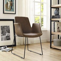 Modway Aloft Faux Leather Modern Farmhouse Kitchen And Dining Room Chair In Brown