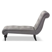 Baxton Studio Layla Mid-Century Retro Modern Grey Fabric Upholstered Button-Tufted Chaise Lounge, Grey