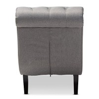 Baxton Studio Layla Mid-Century Retro Modern Grey Fabric Upholstered Button-Tufted Chaise Lounge, Grey