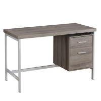 Monarch Specialties Contemporary Laptop Table With Drawer And File Cabinet Home & Office Computer Desk-Metal Legs, 48 L, Dark Taupe-Silver