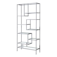 Monarch Specialities Inc Bookcase, 72 Inch, Silverclear Glass