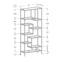 Monarch Specialities Inc Bookcase, 72 Inch, Silverclear Glass