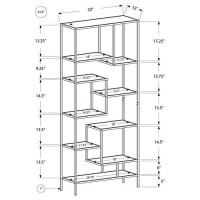 Monarch Specialties 7159 Bookshelf, Bookcase, Etagere, Office, Bedroom, Metal, Tempered, Contemporary, Modern Bookcase-72, 32 L X 12 W X 72 H, Whiteclear Glass