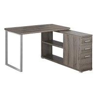 Monarch Specialties Computer L-Shaped-Left Or Right Set Up-Contemporary Style Corner Desk With Open Shelves And Drawers, 48 L, Dark Taupe