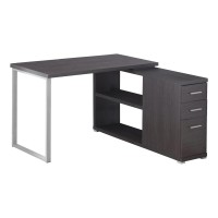 Monarch Specialties Computer L-Shaped-Left Or Right Set Up-Contemporary Style Corner Desk With Open Shelves And Drawers 48 L Grey