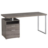 Monarch Specialties Computer Writing Desk For Home & Office Laptop Table With Drawers Open Shelf And File Cabinet-Left Or Right Set Up, 60 L, Dark Taupe