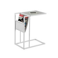 Monarch Metal Accent Table With A Magazine Rack, White