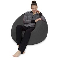 Sofa Sack - Plush, Ultra Soft Memory Foam Bean Bag Chair With Microsuede Cover - Stuffed Foam Filled Furniture And Accessories For Dorm Room - Charcoal 3'