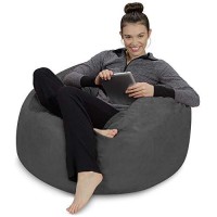 Sofa Sack - Plush, Ultra Soft Memory Foam Bean Bag Chair With Microsuede Cover - Stuffed Foam Filled Furniture And Accessories For Dorm Room - Charcoal 3'