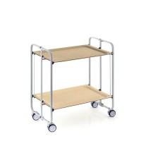 Don Hierro - Bar Cart, Foldable Serving Cart On Wheels, Bauhaus, 2-Tier. Grey Frame - Beech