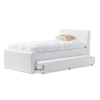 Baxton Studio Cosmo Modern And Contemporary Black Faux Leather Trundle Bed, Twin, White