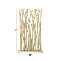 Deco 79 Wood Tree Handmade Single Panel Room Divider Screen With Raw Branches, 40 X 8 X 80, Light Brown