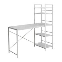 Monarch Specialties Study Workstation With 4 Bookshelves-Home & Office Computer Desk With 4 Tier, 48, White