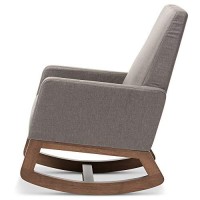 Baxton Studio Yashiya Mid Century Retro Modern Fabric Upholstered Rocking Chair, Wood, Grey