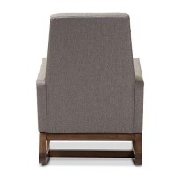 Baxton Studio Yashiya Mid Century Retro Modern Fabric Upholstered Rocking Chair, Wood, Grey