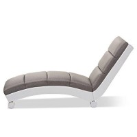 Baxton Studio Percy Modern Contemporary Grey Fabric And White Faux Leather Upholstered Chaise Lounge, Medium, Gray