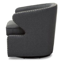Baxton Studio Finley Mid Century Modern Fabric Upholstered Swivel Armchair, Grey