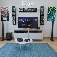 Youhavespace Cd Dvd Storage Shelf For Wall, 34 Inch Cube Storage Media Shelf And Video Game Organizer, Metal Black Wall Shelf