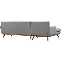 Modway Engage Mid-Century Modern Upholstered Fabric Left-Facing Sectional Sofa In Expectation Gray