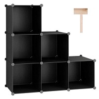 C&Ahome Cube Storage Organizer, 6-Cube Shelves Units, Closet Cabinet, Diy Plastic Modular Book Shelf, Ideal For Bedroom, Living Room, Office, 366 L X 124 W X 366 H Black Shs3506A