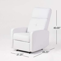 Christopher Knight Home Samedi Pu Recliner, White 2625D X 3725W X 40H In