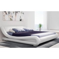 Zuri Furniture Modern Marlo White Genuine Leather King Size Platform Bed