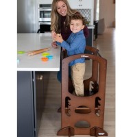 Kids Learning Tower By Little Partners - Child Kitchen Stool Helper Adjustable Height Step Stool, Wooden Frame, Counter Step-Up Active Standing Tower (Espresso)