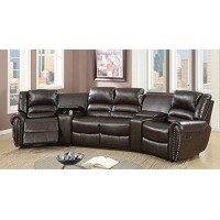 Poundex Bonded Leather Motion Home Theater In Brown