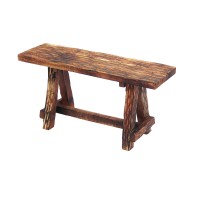 The Urban Port Wooden Garden Patio Bench With Retro Etching Cappuccino Brown