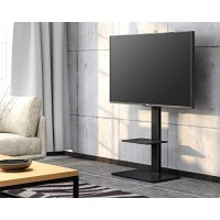 Fitueyes Swivel Floor Tv Stand With Mount For Tvs 37 43 50 55 60 65 70 75 Inch Lcd Led Flat/Curved Screens Universal Swivel Televisions Tv Mount Stand For Bedroom Living Room Black Tempered Glass Base