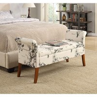 Convenience Concepts Designs4Comfort Garbo Contemporary Storage Ottoman Bench For Living, Dining Room, Office, 5125L X 17W X 2525H, Botanical Print Canvas