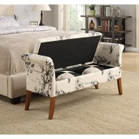 Convenience Concepts Designs4Comfort Garbo Contemporary Storage Ottoman Bench For Living, Dining Room, Office, 5125L X 17W X 2525H, Botanical Print Canvas