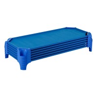 Sprogs Deluxe Heavy Duty Toddler 40L Stackable Daycare Cot With Easy Lift Corners Cots For Preschool Kids Sleeping, Resting, And Naptime, Spg-16134-Bl-So, Blue (Pack Of 6)