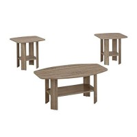 Monarch Specialties 7927P Table, 3Pcs Set, Coffee, End, Side, Accent, Living Room, Laminate, Brown, Transitional Set-3Pcs Dark Taupe, 355 L X 215 W X 1625 H